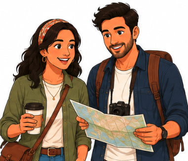 Hotel guests discovering experiences and offers during a stay.